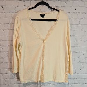 Talbots 100% Pima Cotton Ribbed Cardigan Size XL